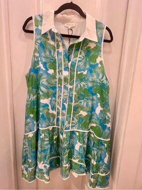 Entro flower Shirt Dress with Blue & Green Floral Print